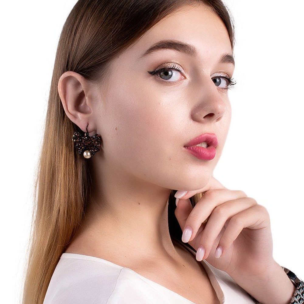 POGGI BLACK & BROWN CLASSIC EARRINGS | WOMENS